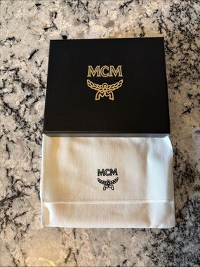 MCM Black Gift Box with Gold Logo & White Belt Dust Bag